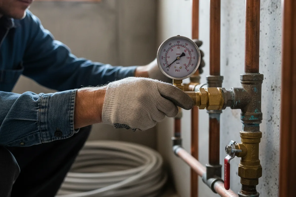 Pressure testing a repaired line during Water Line Repair in Port Charlotte